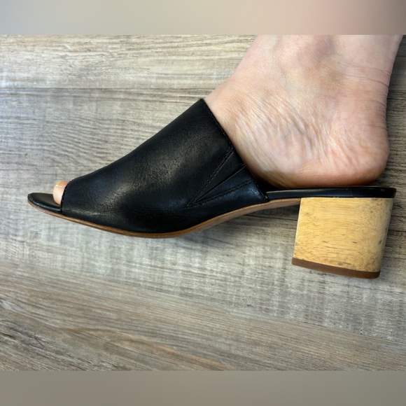 Madewell Black Leather Mules Block Heel - Picture 9 of 11